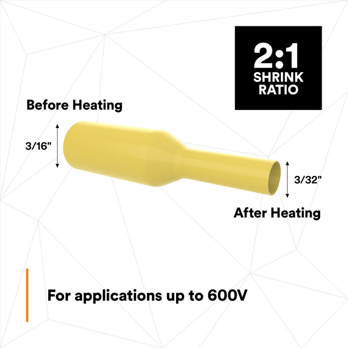3M Heat Shrink Thin-Wall Tubing FP-301-3/16-Yellow-250`: 250 ft spoollength