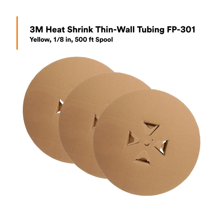 3M Heat Shrink Thin-Wall Tubing FP-301-1/8-Yellow-500`: 500 ft spoollength