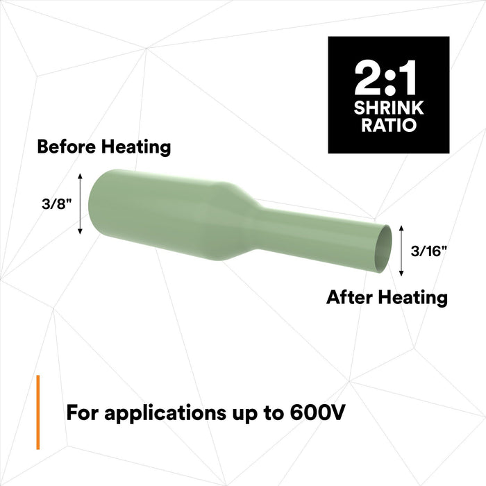 3M Heat Shrink Thin-Wall Tubing FP-301-3/8-Green-200`: 200 ft spoollength