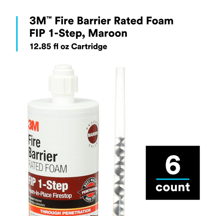 3M Fire Barrier Rated Foam FIP 1-Step, Maroon, 12.85 fl oz Cartridge