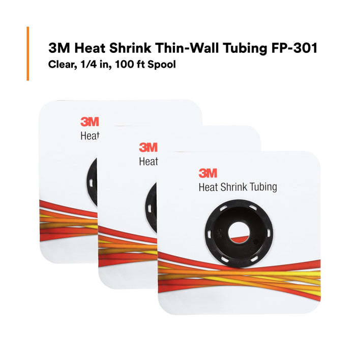 3M Heat Shrink Thin-Wall Tubing FP-301-1/4-100'-Clear-Spool
