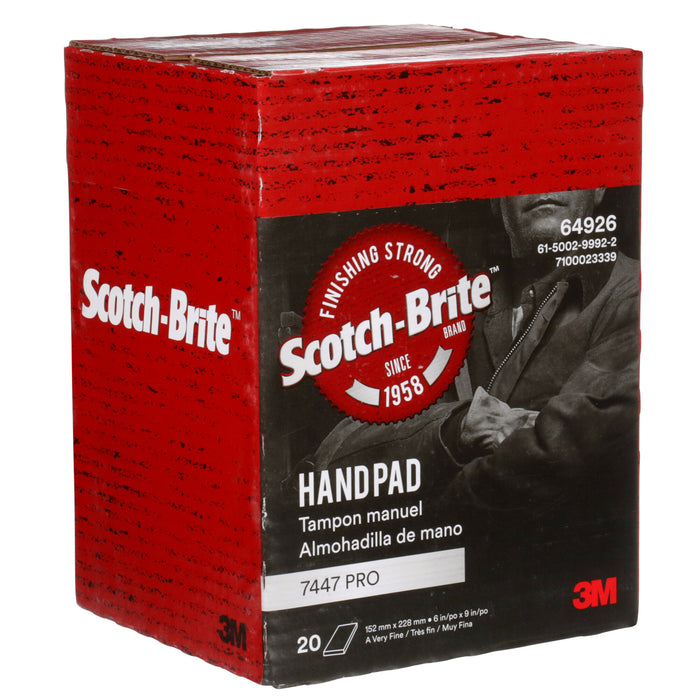 Scotch-Brite Hand Pad 7447 Pro, PO-HP, A/O Very Fine, Maroon, 6 in x 9 in