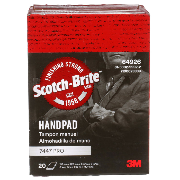 Scotch-Brite Hand Pad 7447 Pro, PO-HP, A/O Very Fine, Maroon, 6 in x 9 in