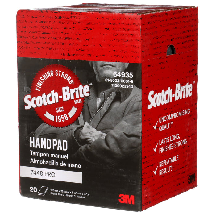Scotch-Brite Hand Pad 7448 Pro, PO-HP, SiC Ultra Fine, Gray, 6 in x 9 in