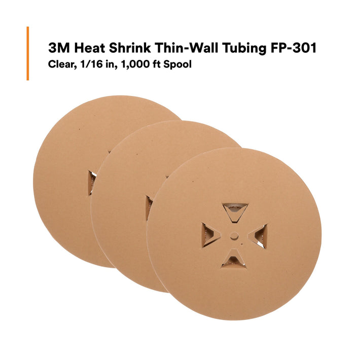 3M Heat Shrink Thin-Wall Tubing FP-301-1/16-CR-1000', 1000 ft Lengthper spool