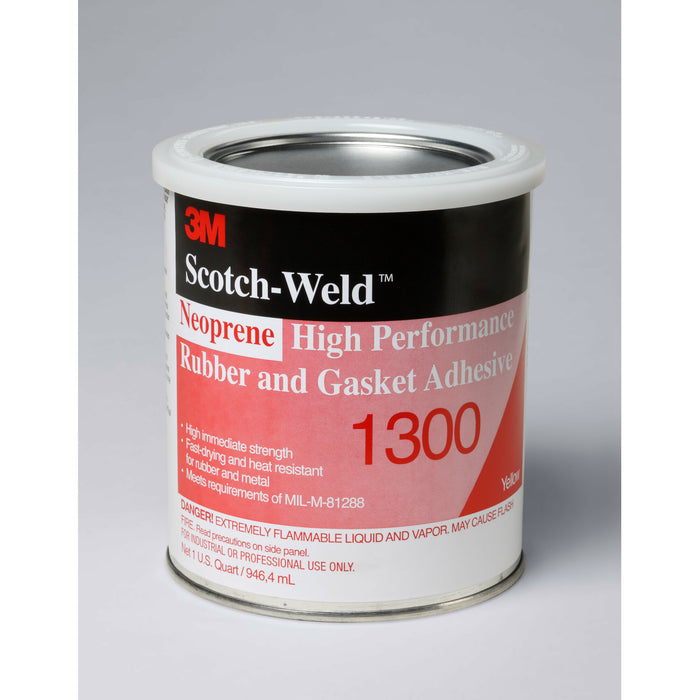 3M Neoprene High Performance Rubber and Gasket Adhesive 1300, Yellow, 1Quart