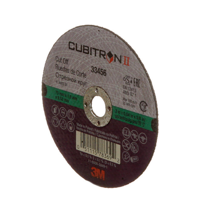 3M Cubitron II Cut-Off Wheel, 33456, 75 mm x 1 mm x 9.53 mm