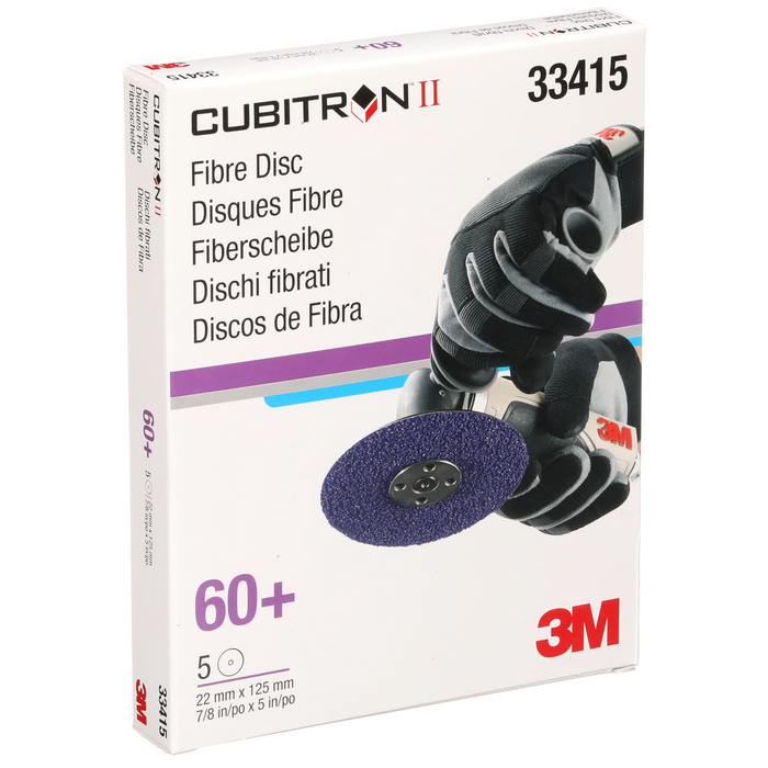 3M Cubitron II Abrasive Fibre Disc, 33415, 5 in x 7/8 in (125mm x
22mm), 60+