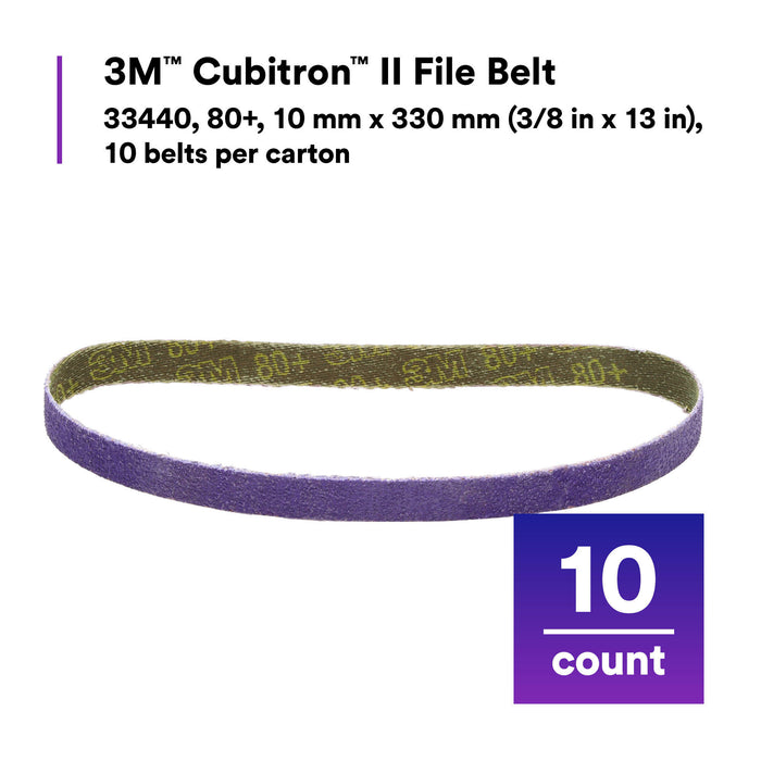 3M Cubitron II File Belt, 33440, 80+, 10 mm x 330 mm (3/8 in x 13 in)