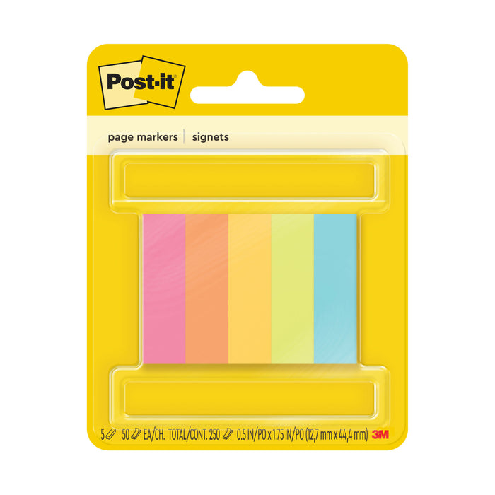 Post-it® Page Markers 670-5AF, 0.5 in x 1.75 in (12,7 mm x 44,4 mm)