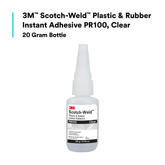 3M Scotch-Weld Plastic & Rubber Instant Adhesive PR100, Clear, 20Gram