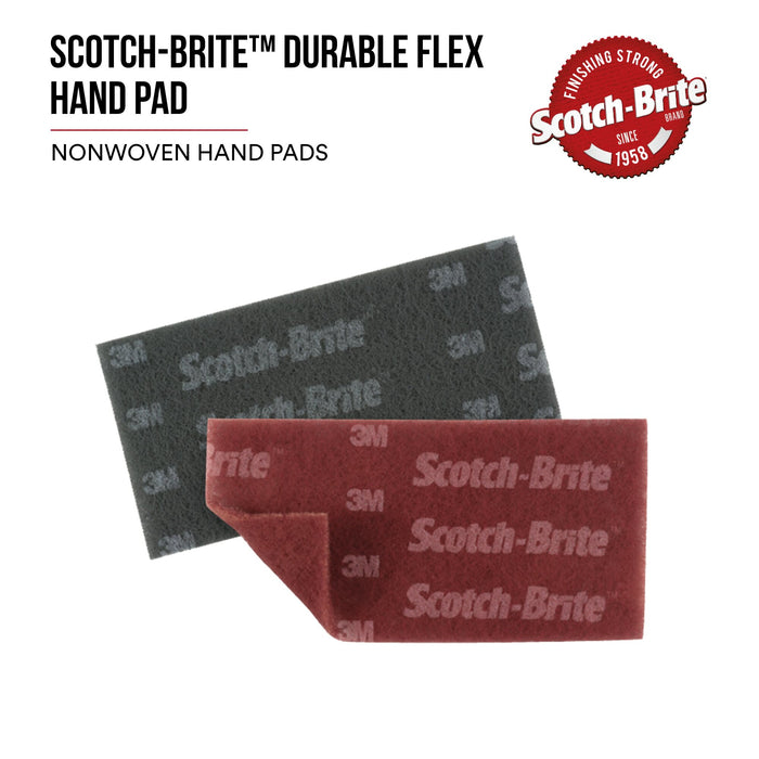 Scotch-Brite Durable Flex Hand Pad, MX-HP, A/O Very Fine, Maroon