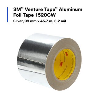 3M Venture Tape Aluminum Foil Tape 1520CW, Silver, 99 mm x 45.7 m, 3.2
mil