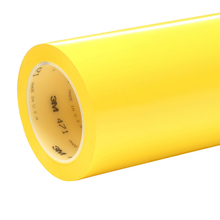 3M Vinyl Tape 471, Yellow, 48 in x 36 yd, 5.2 mil, 1 Roll/Case, Untrimmed
