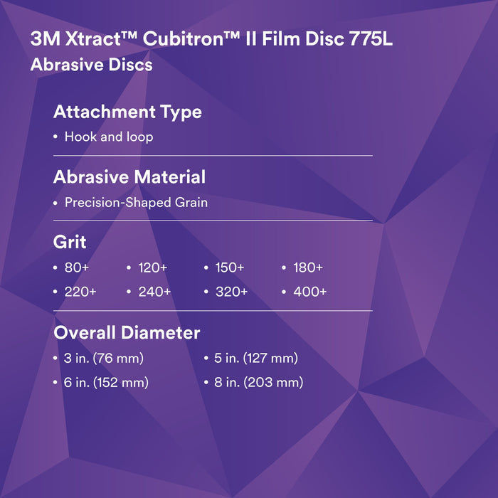 3M Xtract Cubitron II Film Disc 775L, 80+, 6 in, Die 600LG