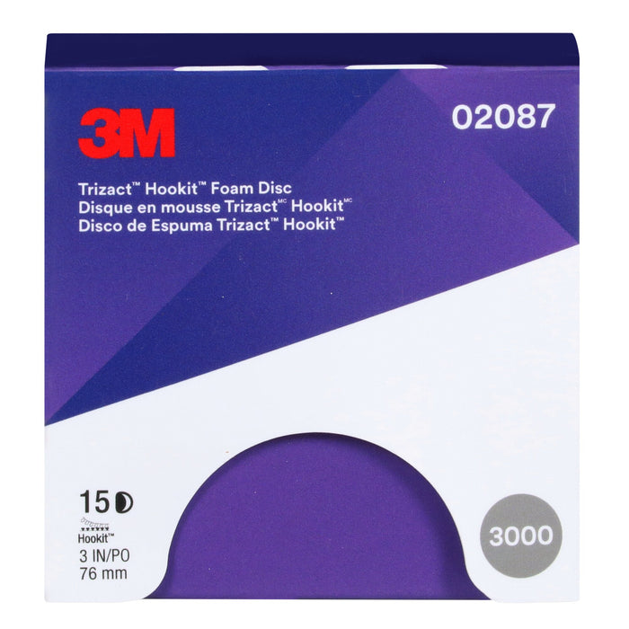 3M Trizact Hookit Foam Disc, 02087, 3 in, P3000, 15 discs per carton