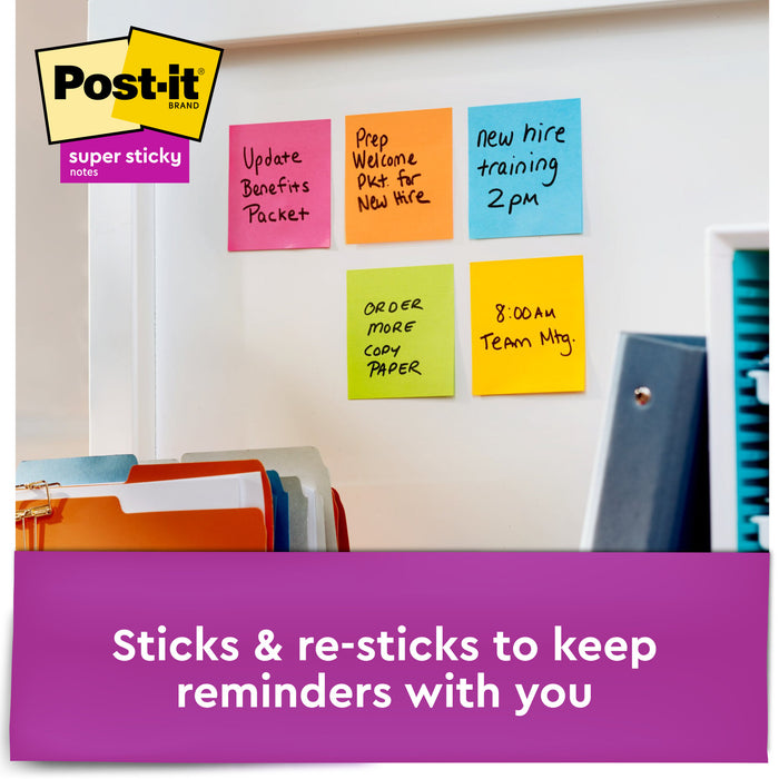 Post-it® Super Sticky Notes 654-6SSAU, 3 in x 3 in (76 mm x 76 mm), 6 pads