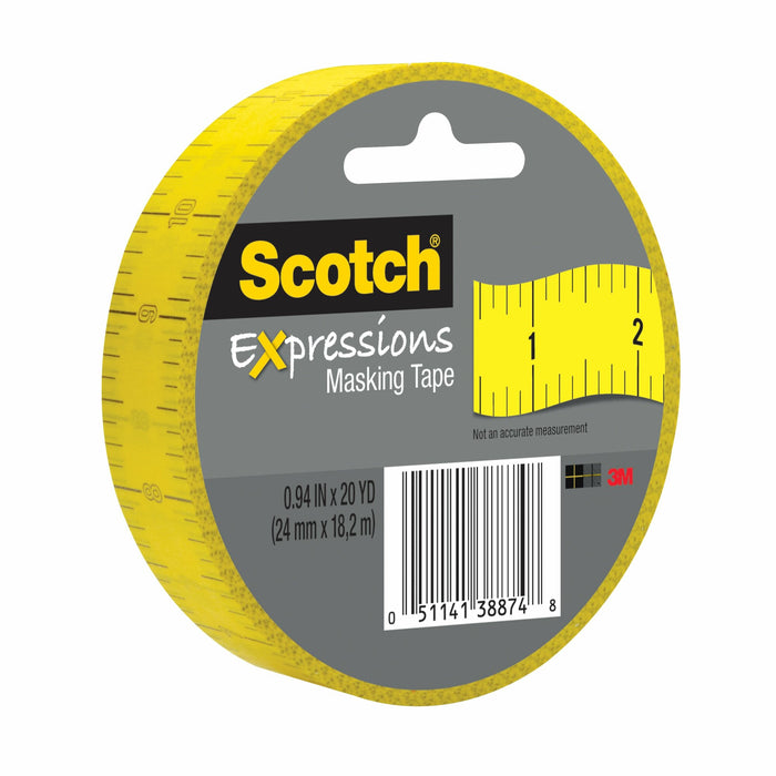 Scotch® Expressions Masking Tape 3437-P5, .94 in x 20 yd (24 mm x 18,2m), Ruler