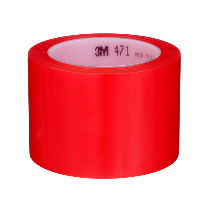 3M Vinyl Tape 471, Red, 3 in x 36 yd, 5.2 mil, 12 Roll/Case