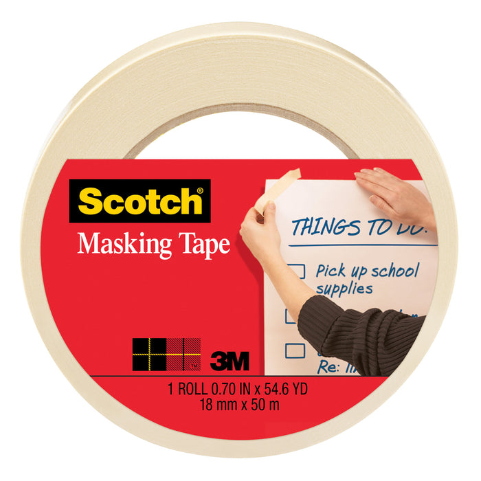Scotch® Masking Tape 3400-18AR-IN, .70 in x 54.6 yd (18 mm x 50 m)