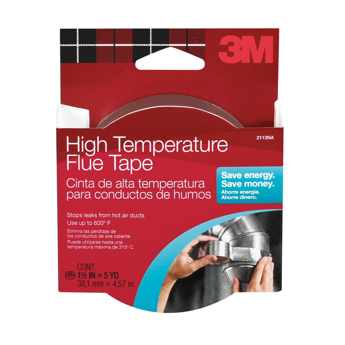 3M High-Temperature Flue Tape 2113NA, 1 1/2 in x 5 yd, Silver