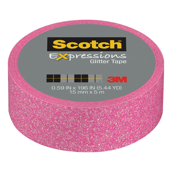 Scotch® Expressions Glitter Tape C514-PNK2, .59 in x 196 in (15 mm x 5m)