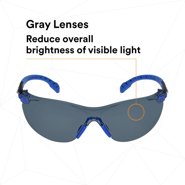 3M Solus 1000-Series Safety Glasses S1102SGAF, Black/Blue