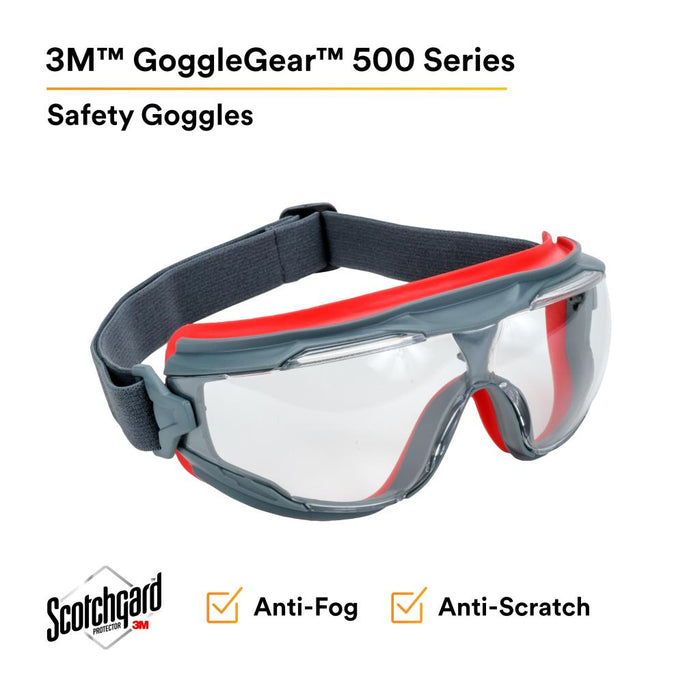 3M GoggleGear 500 Series GG501SGAF, Clear Scotchgard Anti-fog lens 10
EA/Case