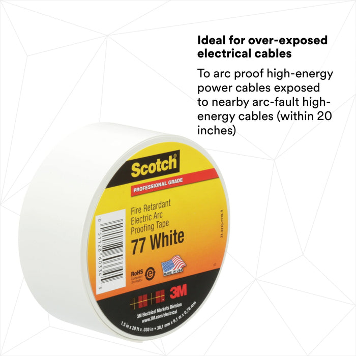 Scotch® Fire-Retardant Electric Arc Proofing Tape 77W, 1-1/2 in x 20 ft