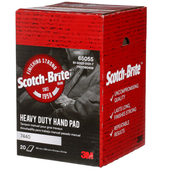 Scotch-Brite Heavy Duty Hand Pad 7440, HP-HP, A/O Medium, Tan, 6 in x 9 in