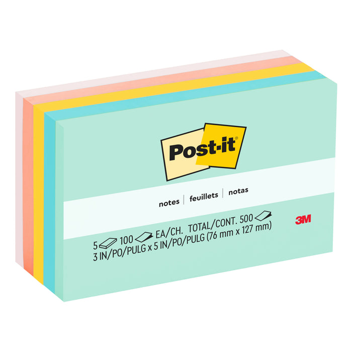 Post-it® Notes 655-AST, 3 in x 5 in (76 mm x 127 mm), Beachside Cafe Collection