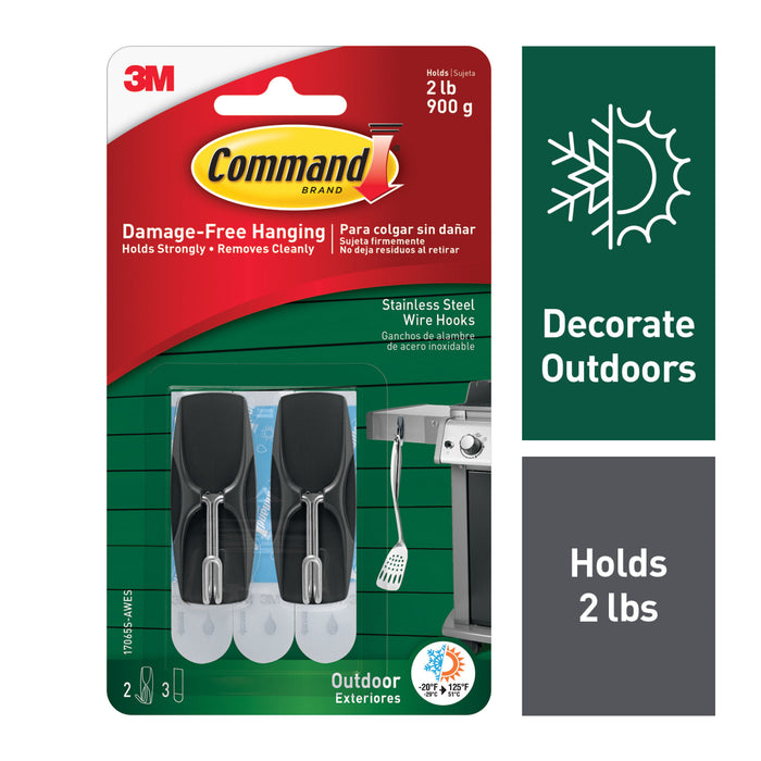 Command Outdoor Stainless Steel Wire Hooks 17065S-AWES