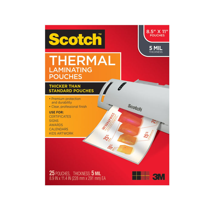 Scotch Thermal Pouches TP5854-25, 8.9 in x 11.4 in (228 mm x 291 mm)