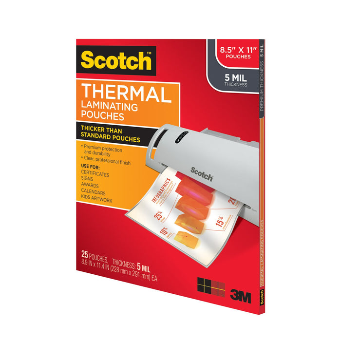 Scotch Thermal Pouches TP5854-25, 8.9 in x 11.4 in (228 mm x 291 mm)