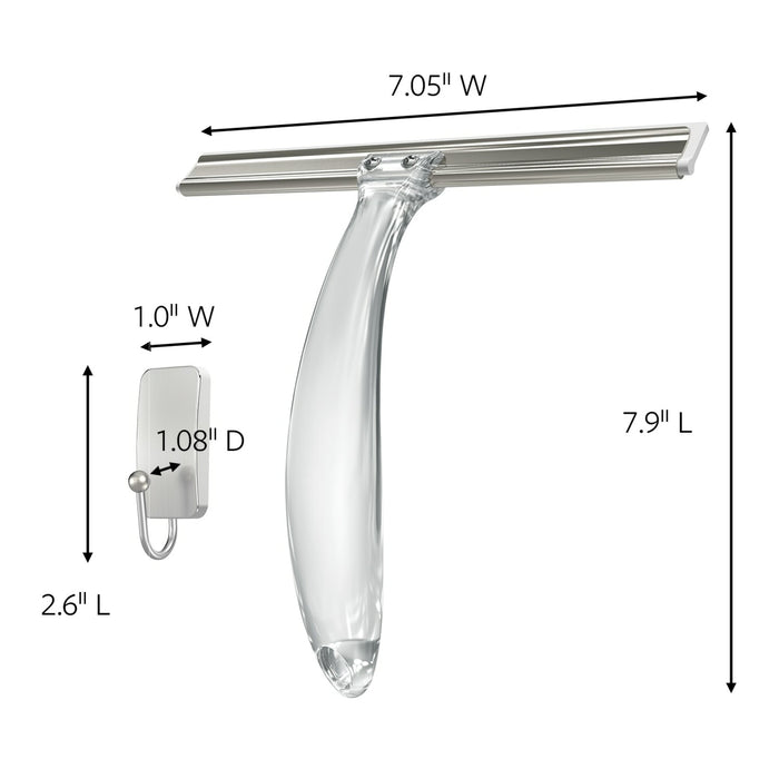 Command Bath Squeegee and Hook Stainless Steel and Satin Nickel,BATH32-SS-ES