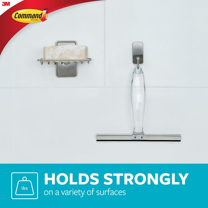 Command Bath Squeegee and Hook Stainless Steel and Satin Nickel,BATH32-SS-ES