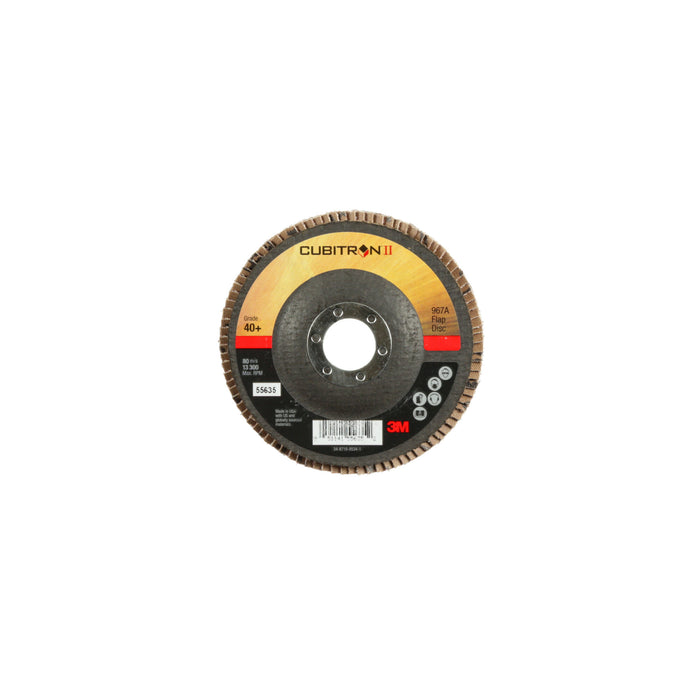 3M Cubitron II Flap Disc 967A, 40+, T27, 4-1/2 in x 7/8 in, Giant