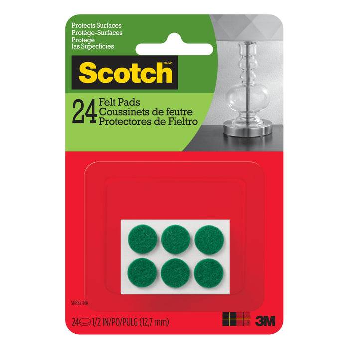 Scotch Self-Stick Felt Pads SP852-NA, Green, .5 in x 0.0625 in