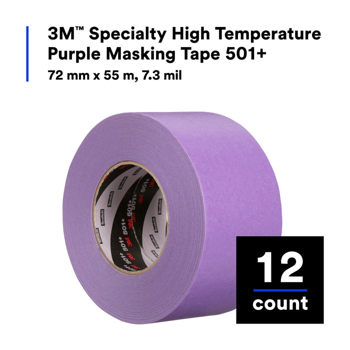 3M Specialty High Temperature Masking Tape 501+, Purple, 72 mm x 55m, 6.0 mil