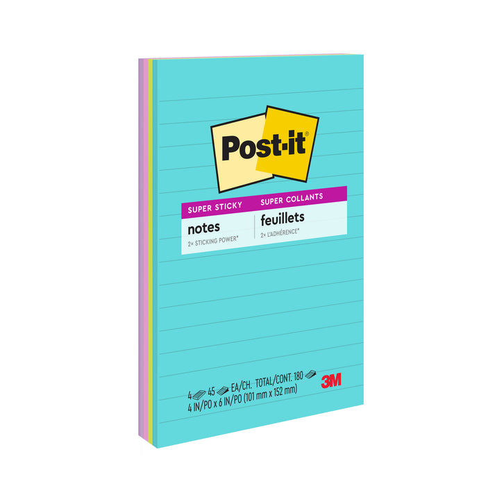 Post-it® Super Sticky Notes 4621-4SSMIA, 4 in x 6 in (101 mm x 152 mm)