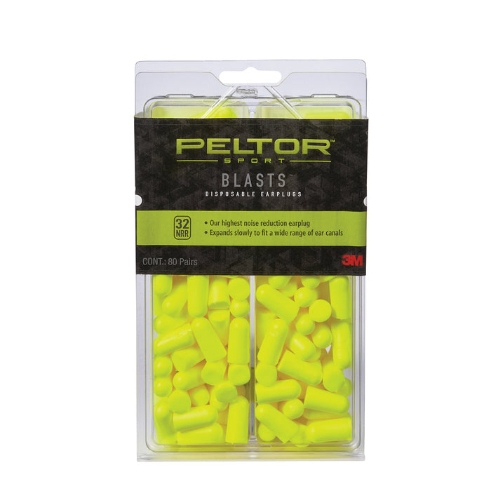 Peltor Sport Blasts Disposable Earplugs 97082-PEL80-6C, 80 ea/pk, NeonYellow