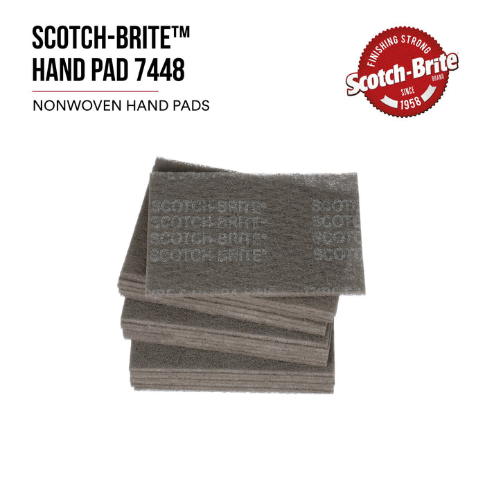 Scotch-Brite Hand Pad 7448, HP-HP, SiC Ultra Fine, Gray, 6 in x 9 in
