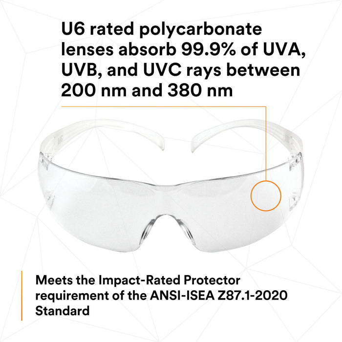 3M SecureFit Protective Eyewear SF201AFP, Clear Lens