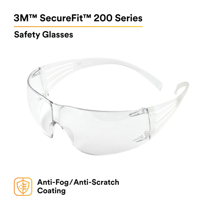 3M SecureFit Protective Eyewear SF201AFP, Clear Lens