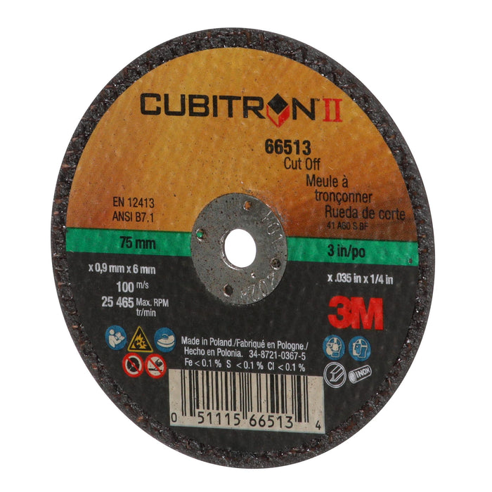 3M Cubitron II Cut-Off Wheel, 66513, 60, Type 1, 3 in x 0.035 in x 1/4 in
