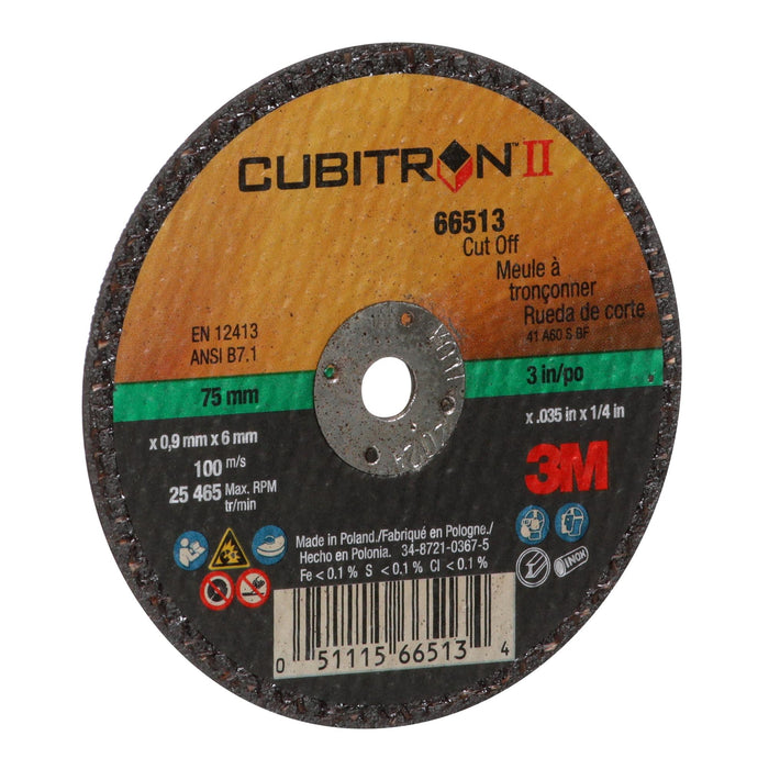 3M Cubitron II Cut-Off Wheel, 66513, 60, Type 1, 3 in x 0.035 in x 1/4 in