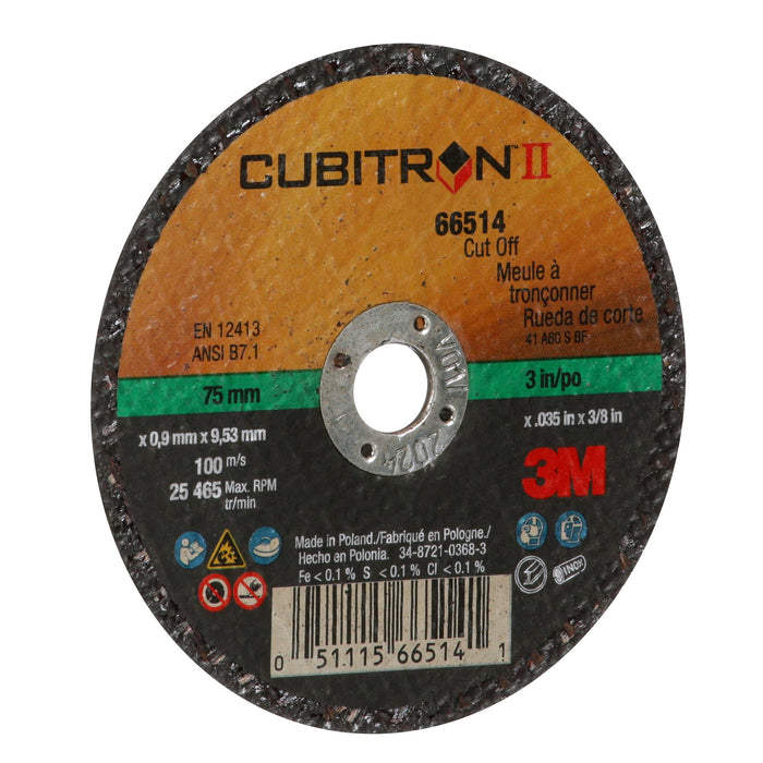3M Cubitron II Cut-Off Wheel, 66514, 60, Type 1, 3 in x 0.035 in x 3/8 in