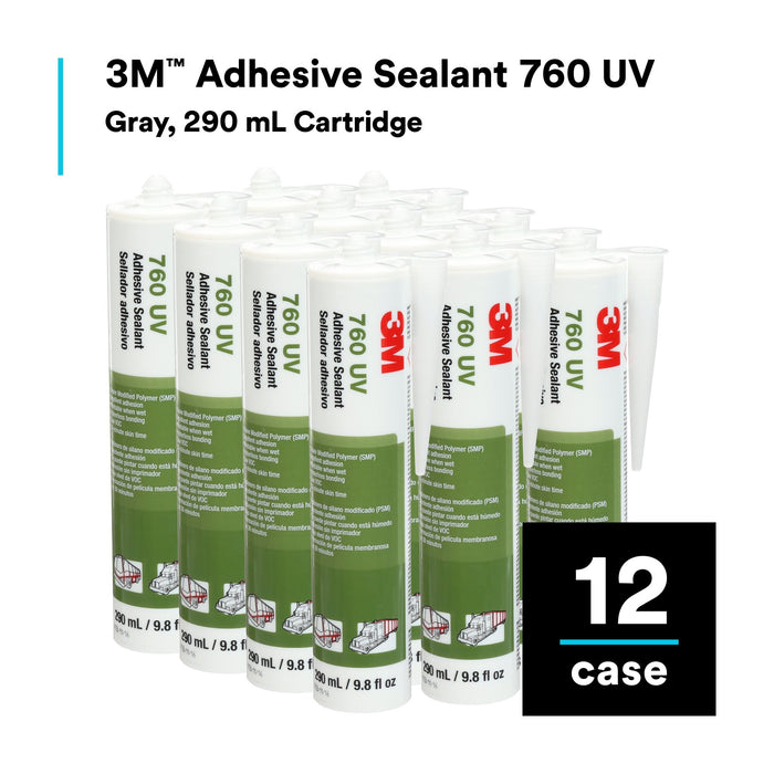 3M Adhesive Sealant 760 UV, Gray, 290 mL Cartridge