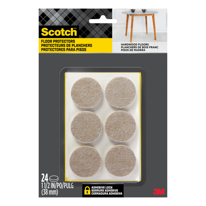 Scotch Round Felt Pads SP804-NA, Beige, 1.5 in