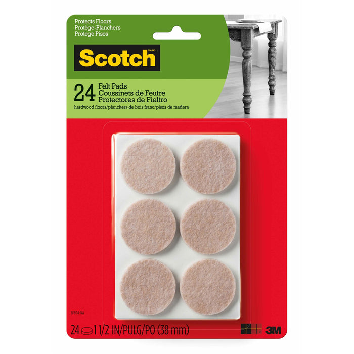 Scotch Round Felt Pads SP804-NA, Beige, 1.5 in